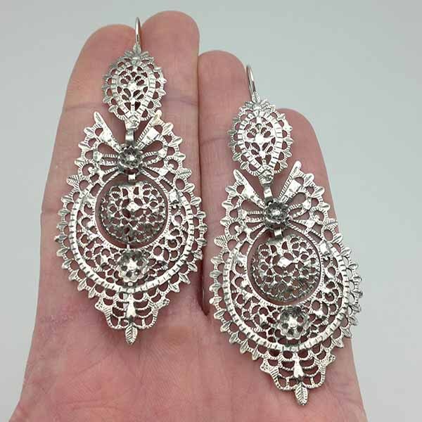 Pendientes tipo aderezo, de tamaño XL, en plata de ley.
