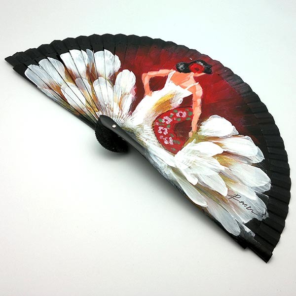 Hand-painted fan, recreating the figure of a Sevillian.