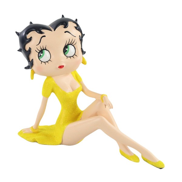 Demure Betty Boop, in a yellow dress.
