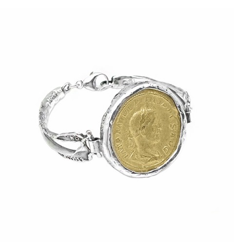 Roman sestertius sterling silver bracelet