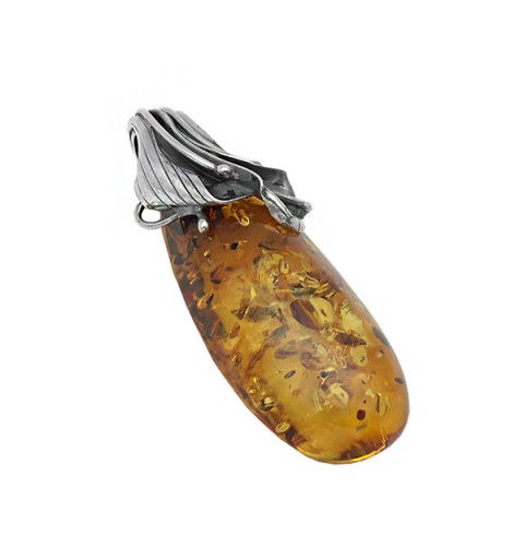 Silver and amber pendant