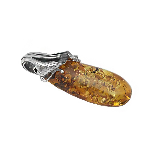 Silver and amber pendant