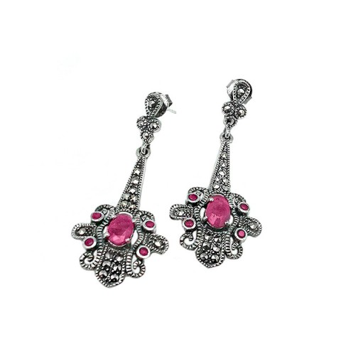 Vintage earrings with ruby