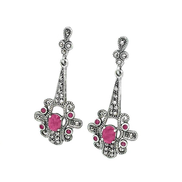 Vintage earrings with ruby