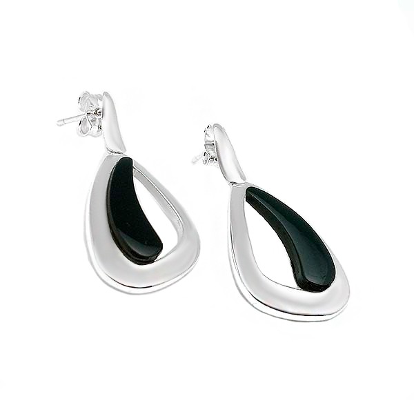 Modern earrings in silver and jet