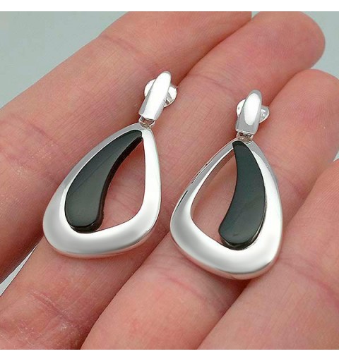 Pendientes modernos en plata y azabache