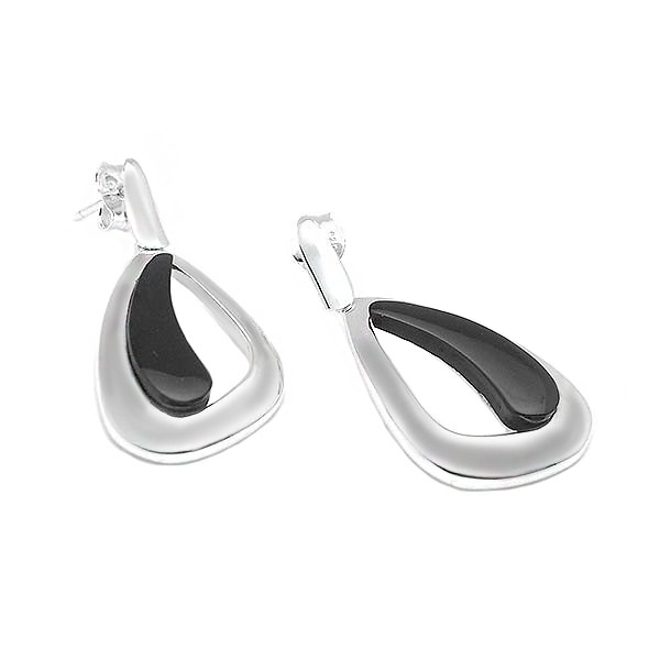 Pendientes modernos en plata y azabache