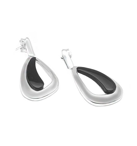 Pendientes modernos en plata y azabache