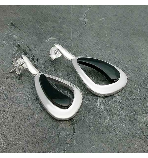 Pendientes modernos en plata y azabache