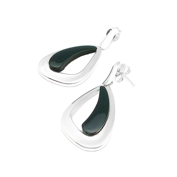 Pendientes modernos en plata y azabache