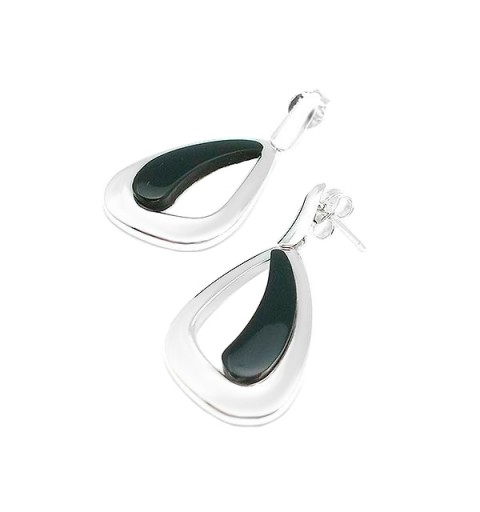 Pendientes modernos en plata y azabache