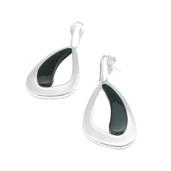 Pendientes modernos en plata y azabache