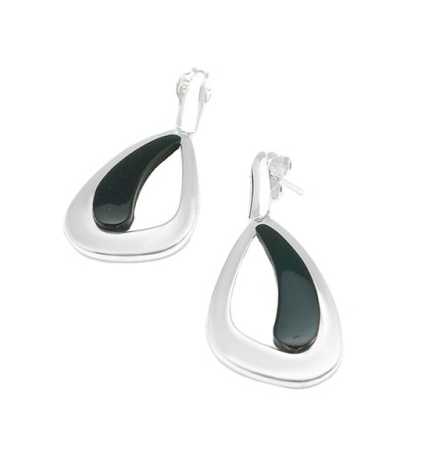 Pendientes modernos en plata y azabache