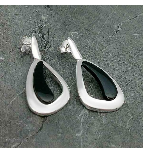 Pendientes modernos en plata y azabache