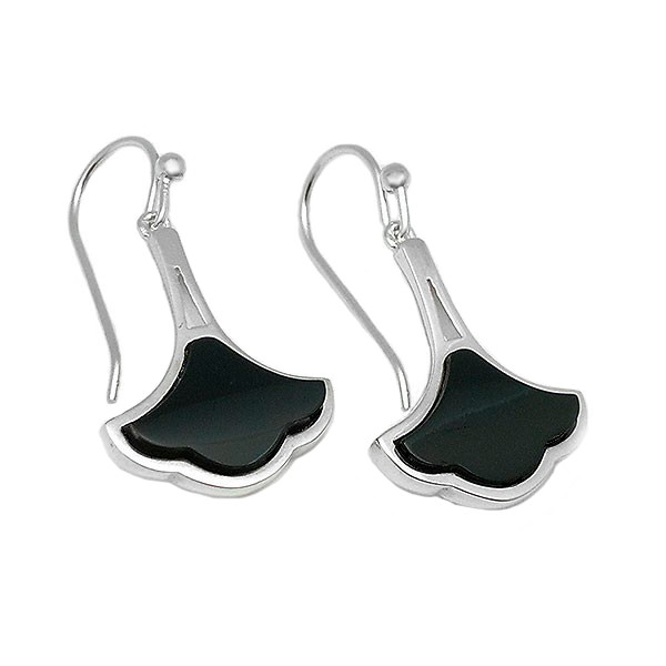 Earrings smooth silver and jet