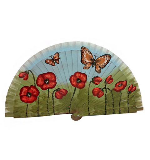 Butterflies and poppies fan