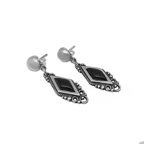 Sterling and Jet Earrings