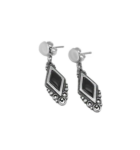 Sterling and Jet Earrings