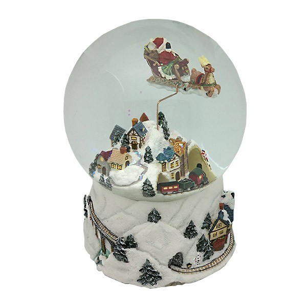 Snow globe, santa claus on sleigh