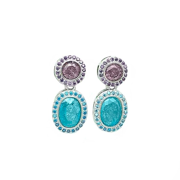 Blue and purple zirconia earrings