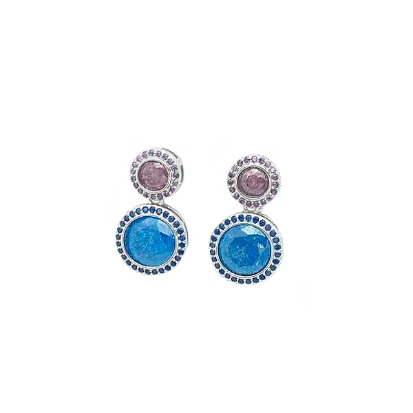 Zirconia blue round earrings
