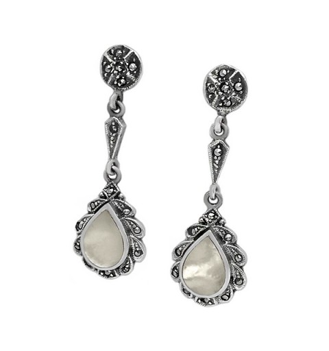 Pendientes nácar y marcasitas