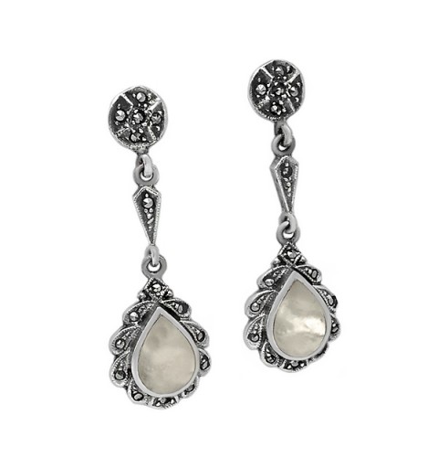 Pendientes nácar y marcasitas