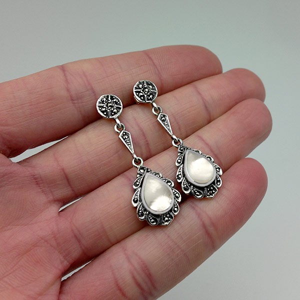 Pendientes nácar y marcasitas