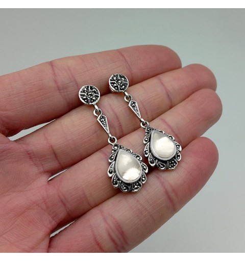 Pendientes nácar y marcasitas