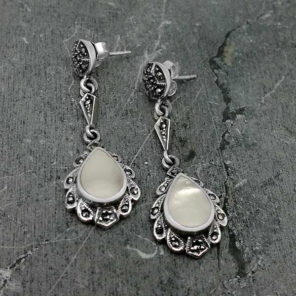 Pendientes nácar y marcasitas