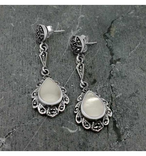 Pendientes nácar y marcasitas