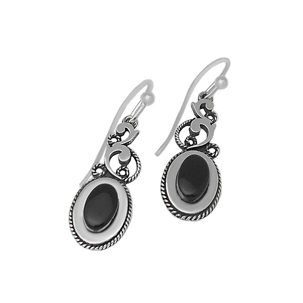 Oval jet earrings