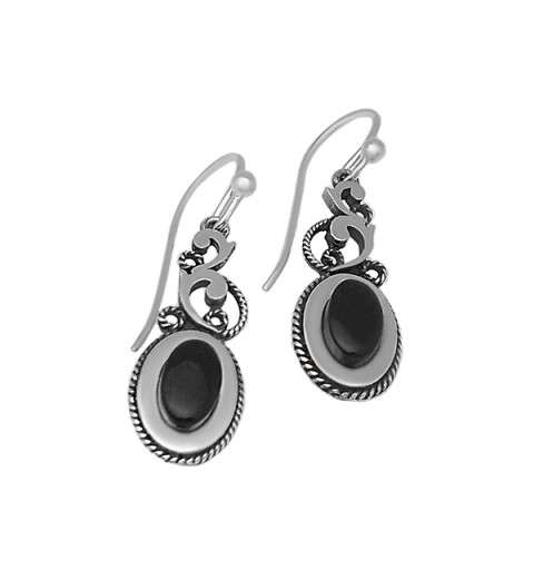 Oval jet earrings