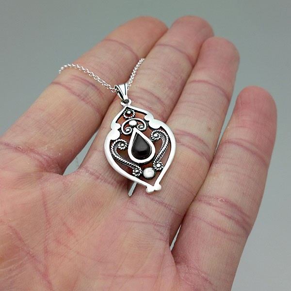 Small Silver and jet pendant