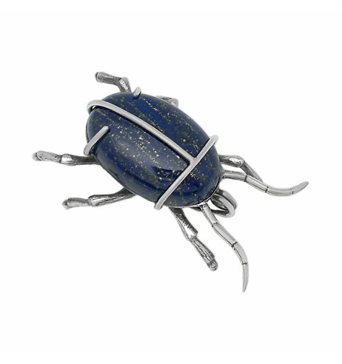 Lapis lazuli beetle brooch