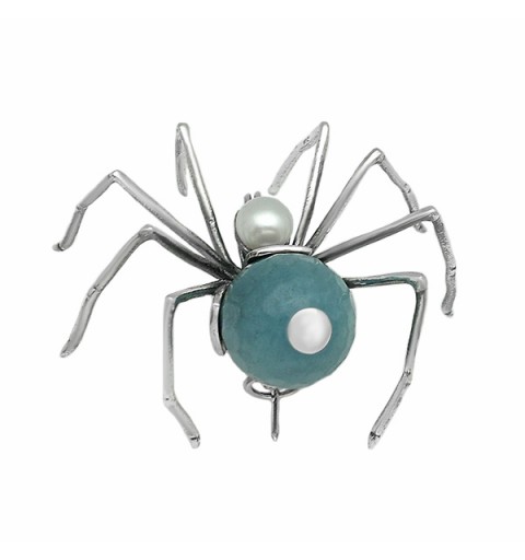 Agate spider brooch