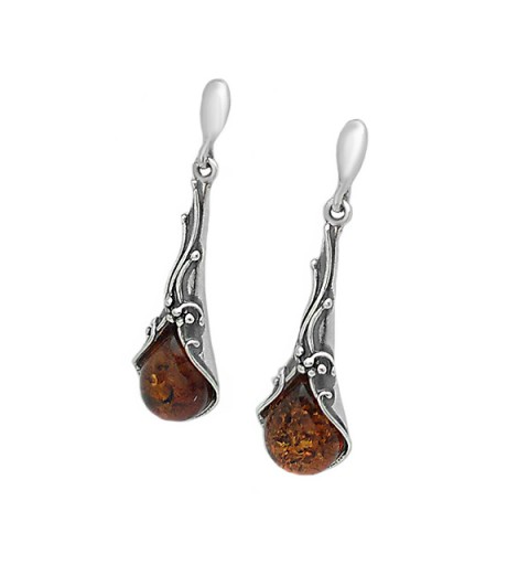 Sterling earrings with amber