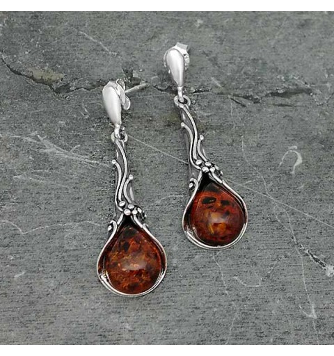 Sterling earrings with amber