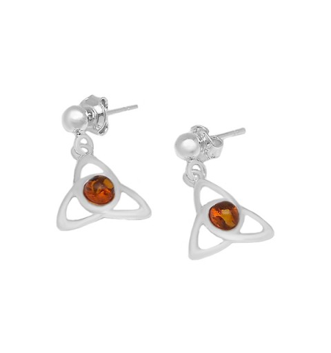 Sterling triquetra earrings with amber
