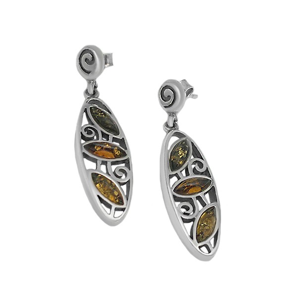 Earrings sterling silver and amber