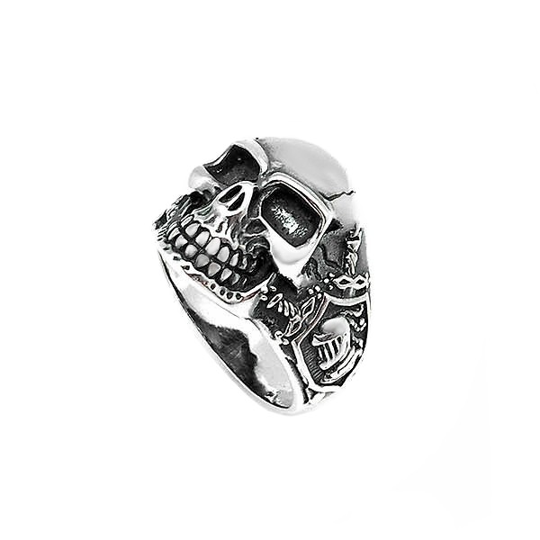 Anillo unisex, con forma de calavera, en plata de ley.