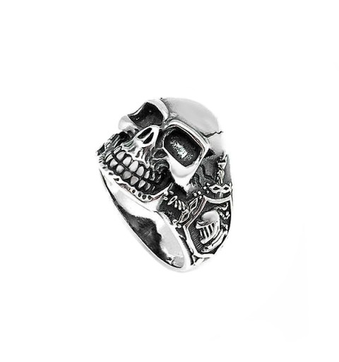 Anillo unisex, con forma de calavera, en plata de ley.