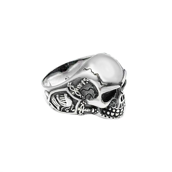 Anillo unisex, con forma de calavera, en plata de ley.