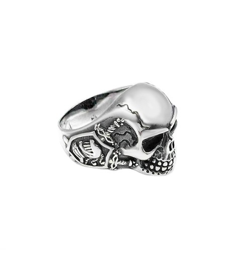 Anillo unisex, con forma de calavera, en plata de ley.