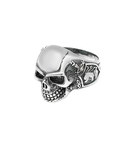 Anillo unisex, con forma de calavera, en plata de ley.