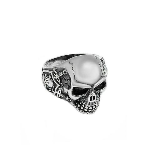 Anillo unisex, con forma de calavera, en plata de ley.