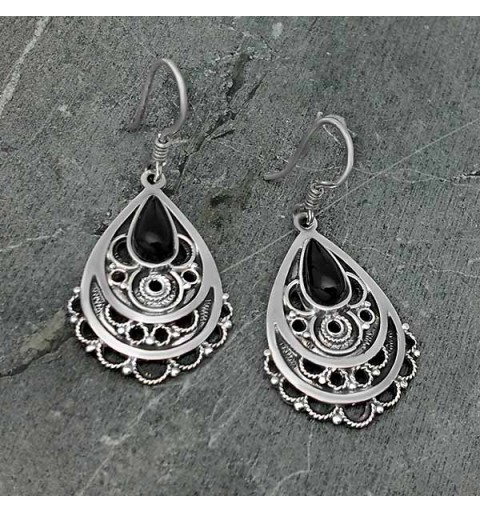 Pendientes largos azabache