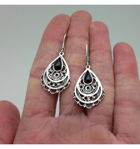 Pendientes largos azabache