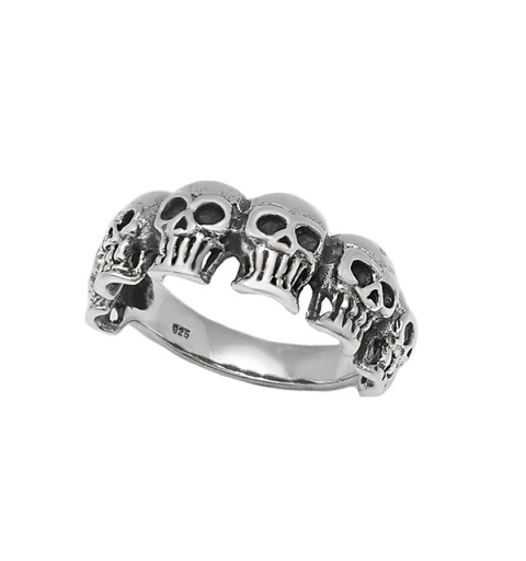 Ring with six skulls, made of sterling silver.