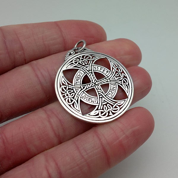 Celtic cross pendant with runes